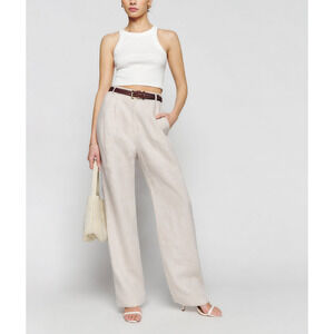 Reformation 'Mason' White High Rise Linen Pant Size 4